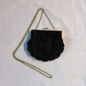 Beaded evening bag seashell clamshell